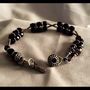 Garnet and Liquid silver bracelet